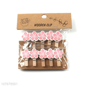 Popular cartoon wooden clip creative card holder Peach blossom wooden clip