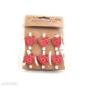 Supply creative cartoon photo clip cute romantic peach heart clip wooden craft clip