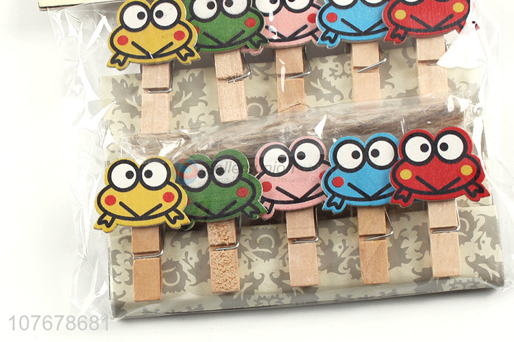 Mini wooden clamp wooden products cartoon color frog head wooden clamp