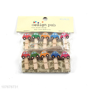 Wholesale cute cartoon wooden clip clip photo wall cartoon car wooden clip