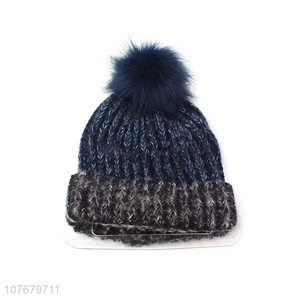 Factory Wholesale Ladies Winter <em>Hat</em> <em>Knit</em> Beanie <em>Hat</em> With Pom Pom