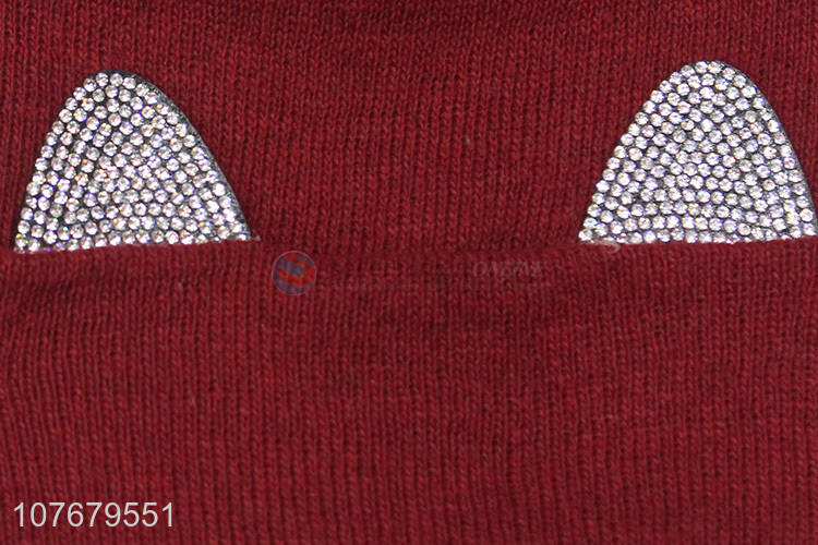 Cute Design Fur Ball Winter Hat Ladies Knitted Beanie Hat
