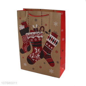 Wholesale yellow christmas socks kraft paper gift gift bag