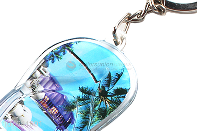 Hot sale beach slipper key chain acrylic keychain key ring