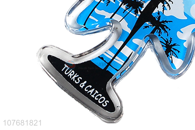 New design coconut tree shape key chain acrylic keyring for souvenir