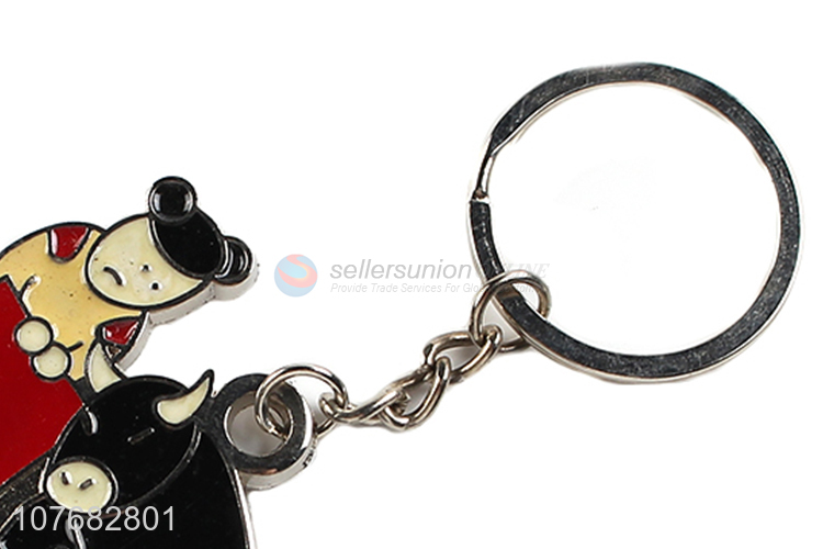 Wholesale personalized cartoon key chain metal keyring for souvenir