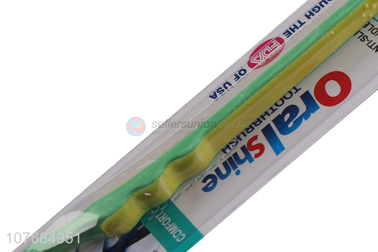 Household soft toothbrush with color tip silk soft rubber manual adult toothbrush