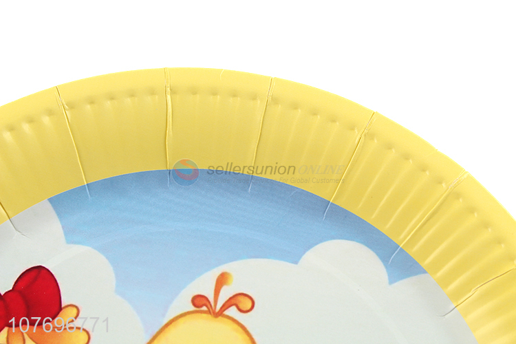 Wholesale cute cartoon chick printed birthday party plate for children