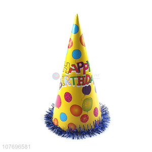 Low price cone paper hat birthday party hat with tassels