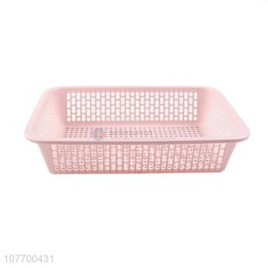 Low price pink plastic storage basket for household