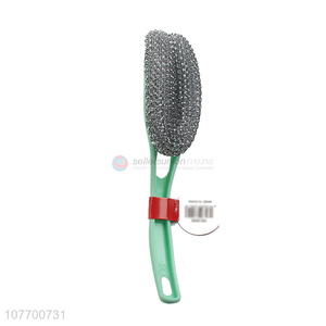 Best selling stainless steel scourer scrubber dish cleaning ball with handle