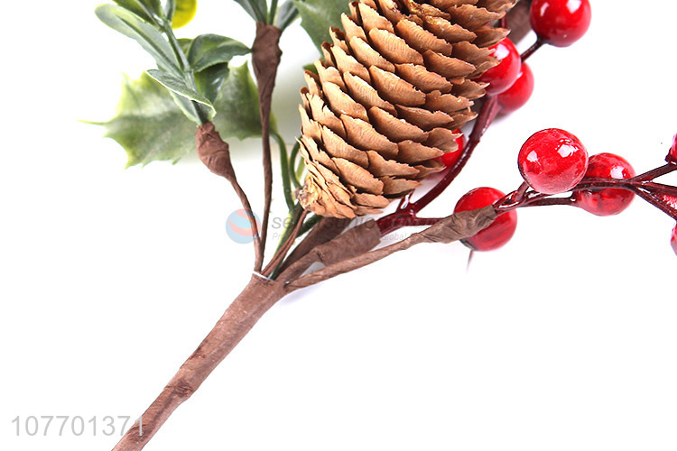 Wholesale Christmas picks Christmas branch with pinecone red berry
