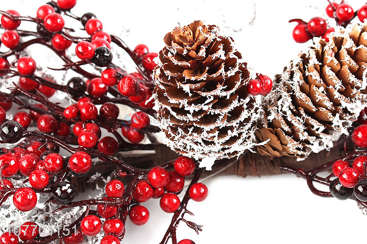 New arrival Christmas decoration aritificial branch with pinecone red brerry