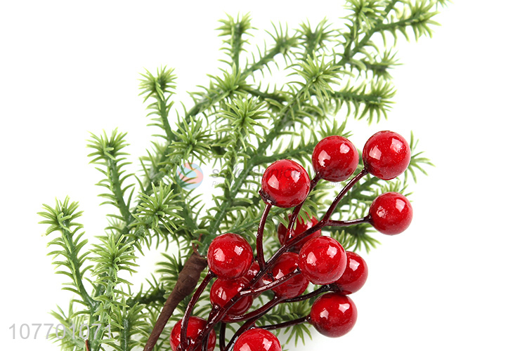 Wholesale cheap artificial Christmas twigs with pinecone & red fruit