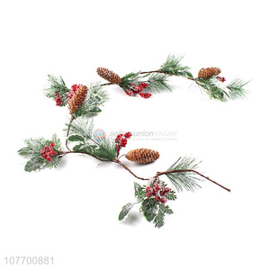 Promotional Christmas ornaments artificial vine with pinecone red berries