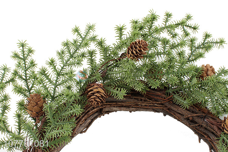 Promotional artificial pine needle wreath for Christmas decoration