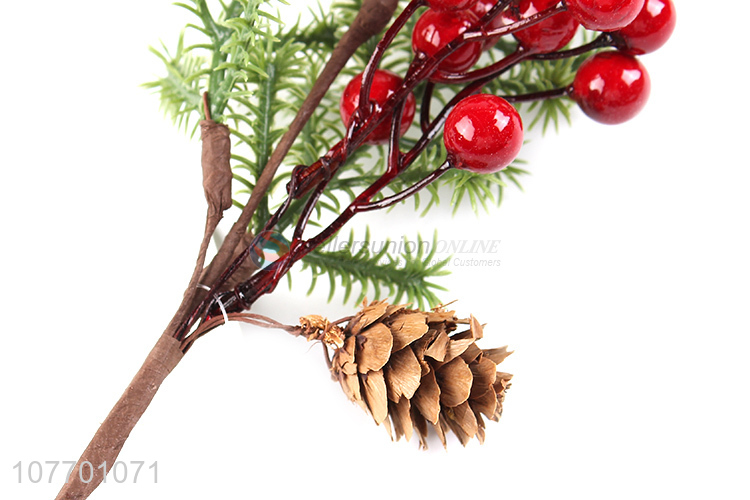 Wholesale cheap artificial Christmas twigs with pinecone & red fruit