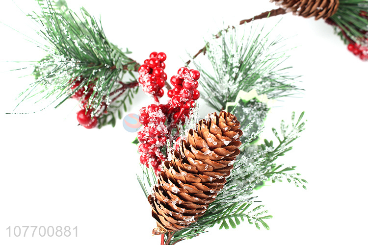 Promotional Christmas ornaments artificial vine with pinecone red berries