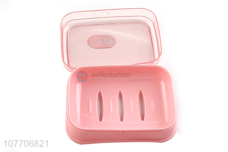 High-quality bathroom soap box drain compartment design plastic soap box with lid