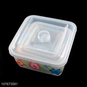 New Design 3 Pieces Flower Pattern Square Preservation Box Set For Kitchen