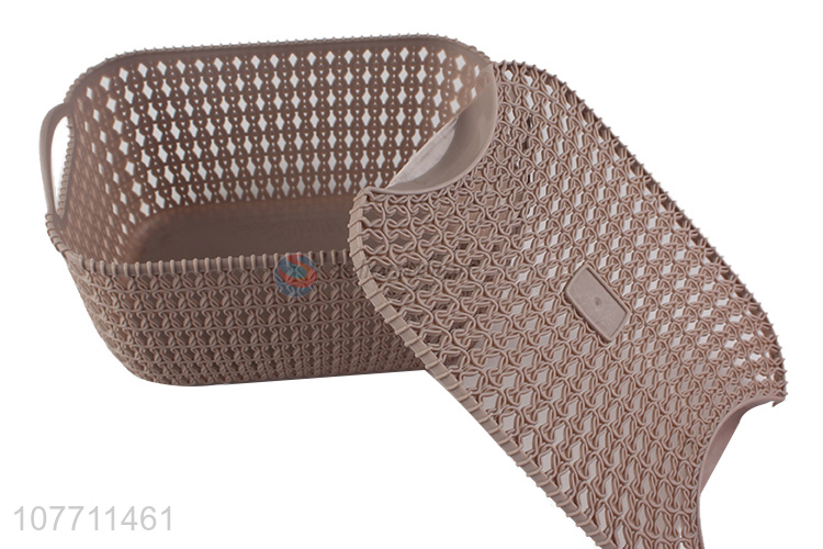 Hot product multi-use woven plastic storage basket with handles & lid
