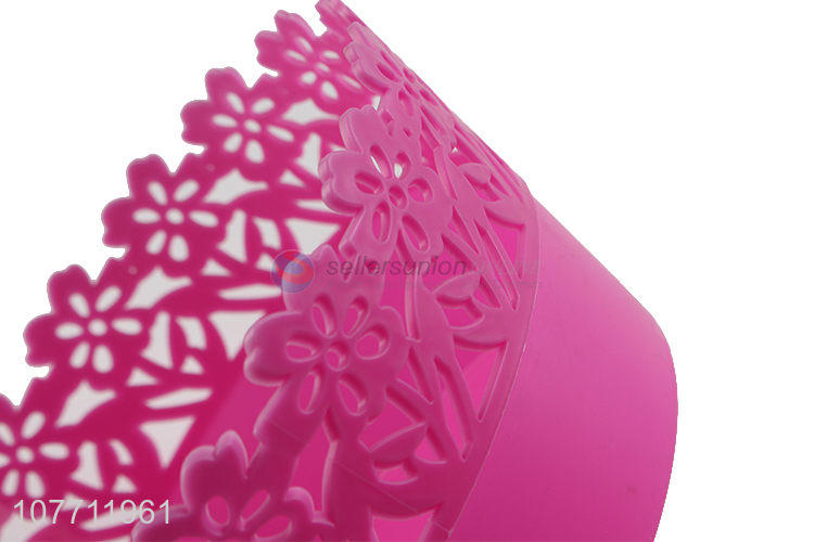 Wholesale exquisite round plastic storage basket desktop waste paper basket
