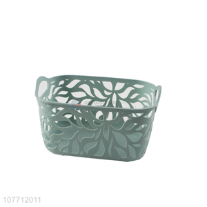New product trendy pierced small plastic storage basket with handle