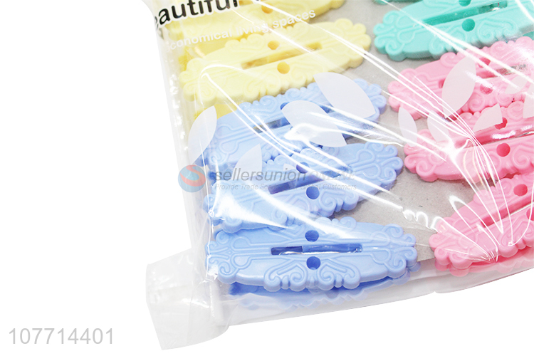 New Design 12 Pieces Plastic Clips Colorful Clothes Pegs Set