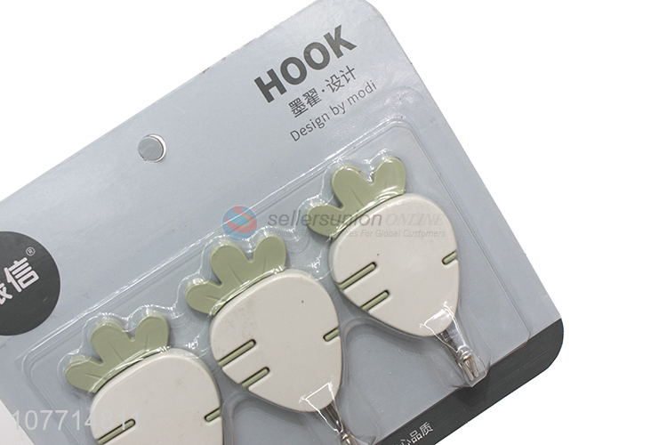 Cute Carrot Shape 3 Pieces Sticky Hook Fashion Wall Hook Set