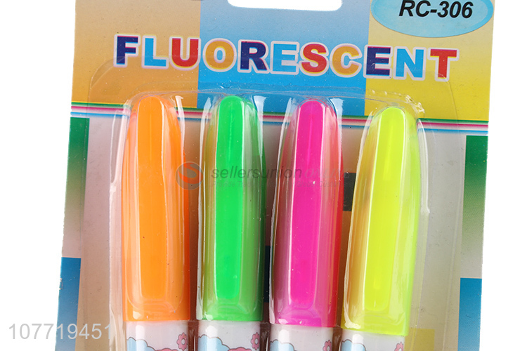 Popular 4 Pieces Cartoon Printing Highlighter Marker Set For Sale