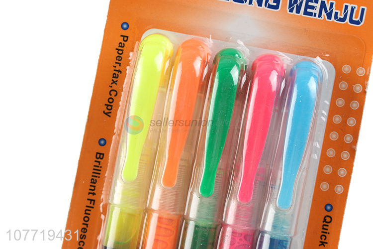 Wholesale 5 Pieces Highlighter Marker Fluorescent Color Marker Pen