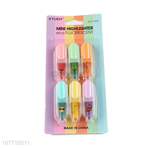 Good Sale 6 Pieces Fluorescent Color Mini Highlighter Marker Pen