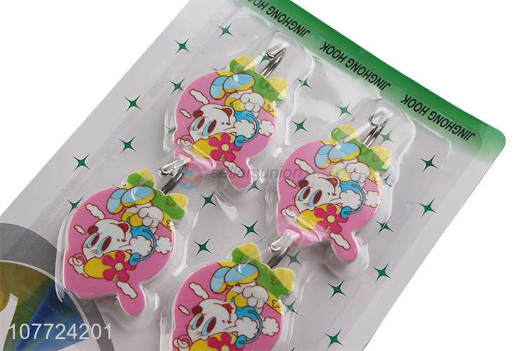 New arrival 4 pieces cartoon heavy duty plastic sticky hooks