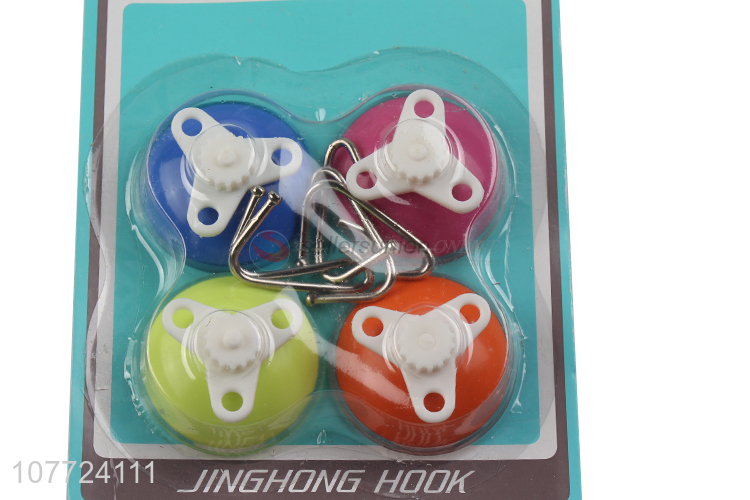 China manufacturer 4 pieces strong hold plastic sucker hook wall hanger