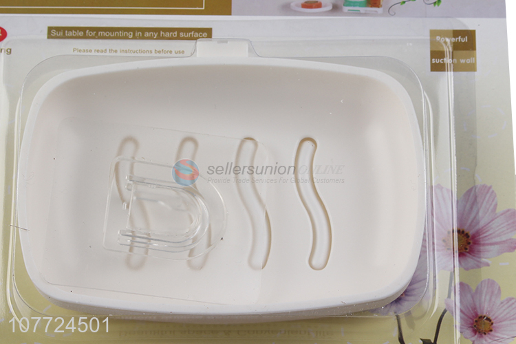 Low price rectangular self adhesive plastic soap tray wall mounted soap dish