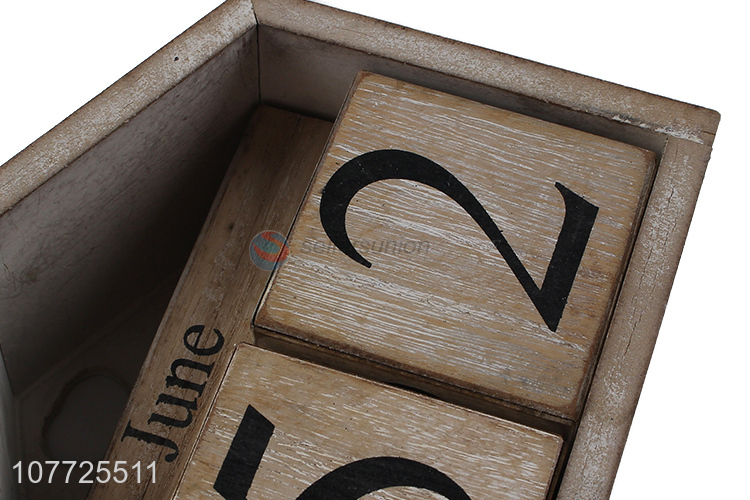 Creative Design Home Decoration Vintage Wooden Blocks Calendar