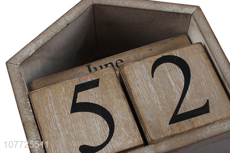 Creative Design Home Decoration Vintage Wooden Blocks Calendar