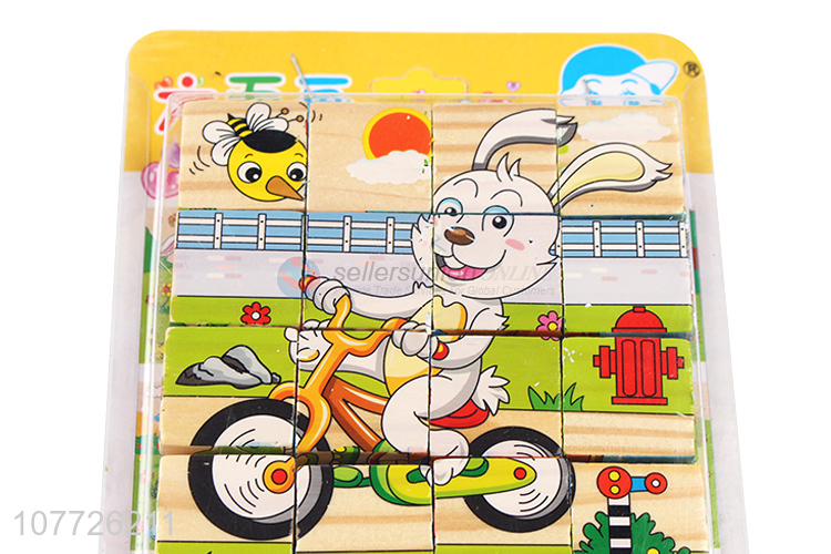 Infant educational toys cartoon wooden puzzle six-sided painting 3d three-dimensional toy