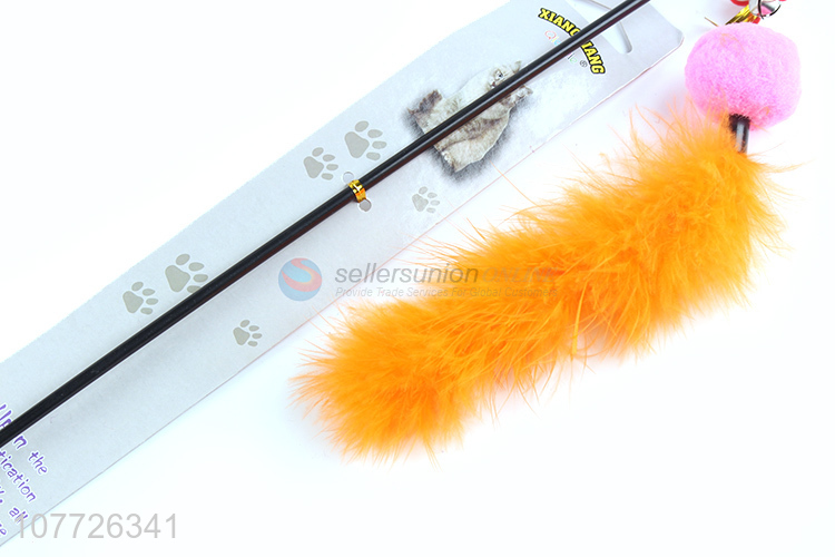 High quality cat teaser stick pet toy with feather