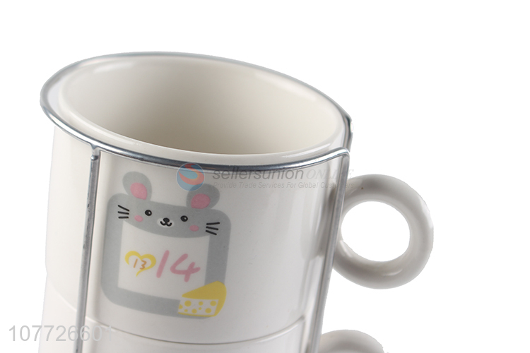 Hot selling kawaii stackable ceramic cup set ceramic drinking cup set