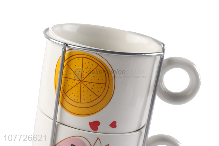 Promotional lovely cartoon fruit ceramic water cup set porcelain coffee mug set