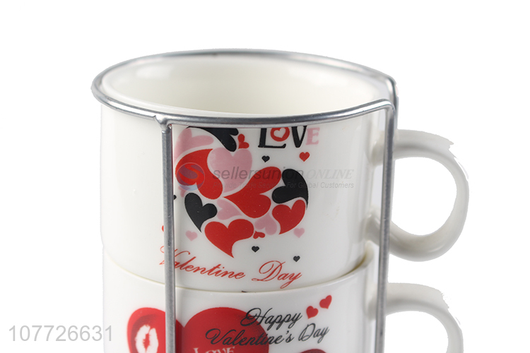 Most popular colorful heart stackable ceramic mug set ceramic water cup set