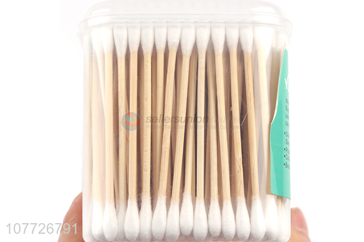 Wholesale boxed 300 bamboo sticks cotton swabs beauty stick clean sanitary cotton swabs