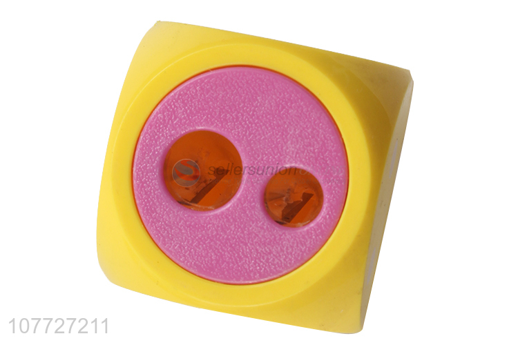 Creative design dice shape sharpener double holes plastic pencil sharpener