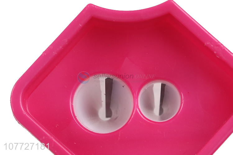 Hot sale double holes plastic pencil sharpener student stationery
