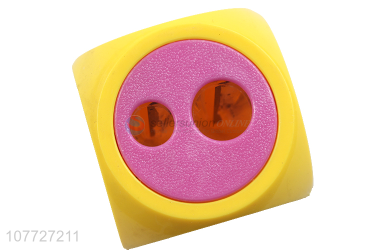 Creative design dice shape sharpener double holes plastic pencil sharpener