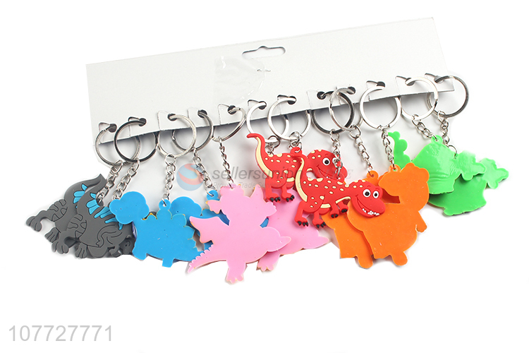 Hot sale flat pvc key chain dianosuar key chain for kids