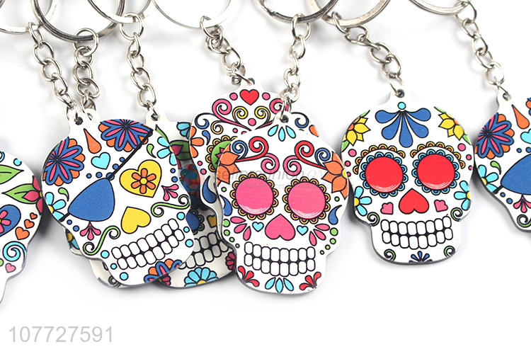 New arrival custom printing acrylic skull key chain keyring bag pendant