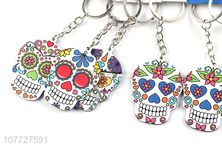 New arrival custom printing acrylic skull key chain keyring bag pendant