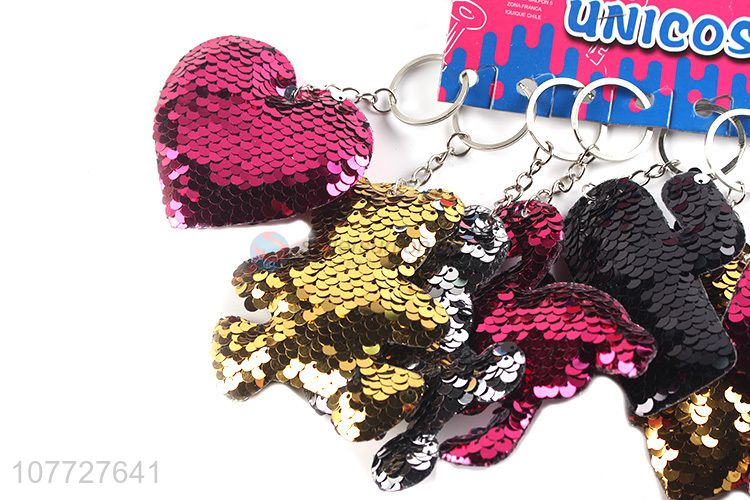 Hot products different shapes sequin key chain key ring souvenir